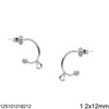 Silver 925 Earstud with Ball and Ring 1.2x12mm