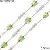 Stainless Steel Chain with Glass Faceted Butterfly Bead 6.5mm & Pearl 4mm