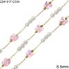 Stainless Steel Chain with Glass Faceted Butterfly Bead 6.5mm & Pearl 4mm