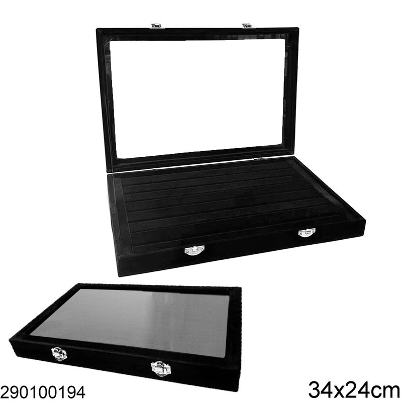 Velour Display Tray for Rings 34cm with Cap