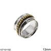 Δαχτυλίδι Ασημένιο 925 Βέρα Σφυρήλατη με Μπίλιες 13mm, Δίχρωμο