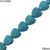 Turquoise Heart Crackle Beads 14mm