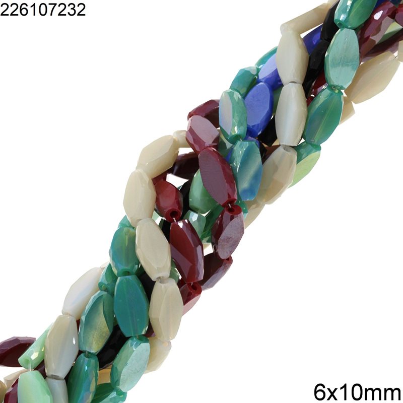 Glass 6gone Faceted Beads 6x10mm