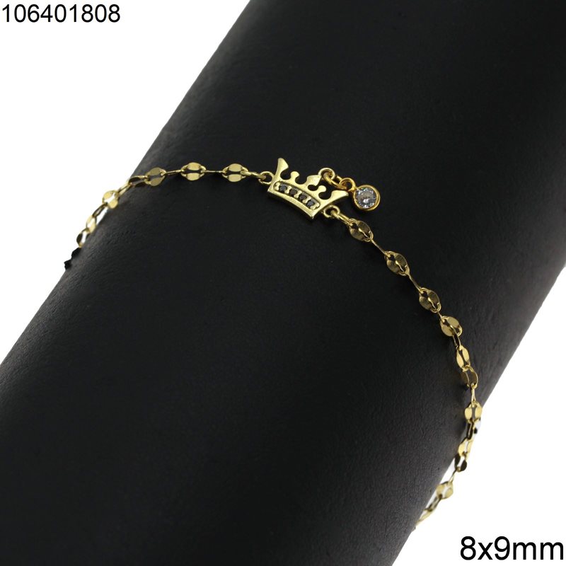 Silver 925 Bracelet Crown with Zircon 8x9mm
