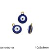 Stainless Steel Round Evil Eye Pendant with Enamel Two Sided 10x8x4mm