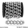 Stainless Steel Gourmette Chain Textured 14.5x11.7x3mm