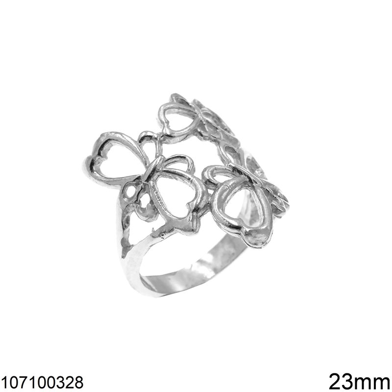 Δαχτυλίδι Ασημένιο 925 με Πεταλούδες Δαντελέ 23mm