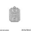 Stainless Steel Rectangular Pendant with Evil Eye 24.5x16mm
