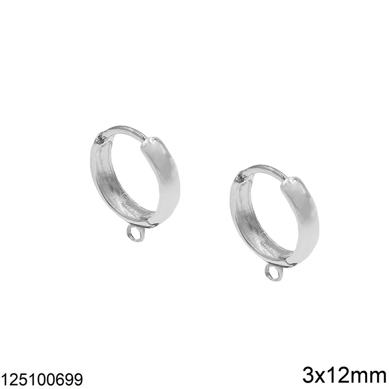 Silver 925 Hoop Earstud 3x12 with Ring