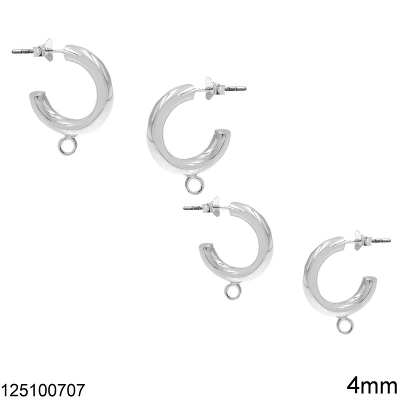 Silver 925 Earstud with Ring 4mm