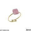 Stainless Steel Ring with Square Semi Precious Stone 8mm