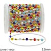 Stainless Steel Chain with Glass Cube Bead and Round Bead 2.5mm