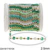 Stainless Steel Chain with Glass Cube Bead and Round Bead 2.5mm