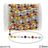 Stainless Steel Chain with Glass Cube Bead and Round Bead 2.5mm