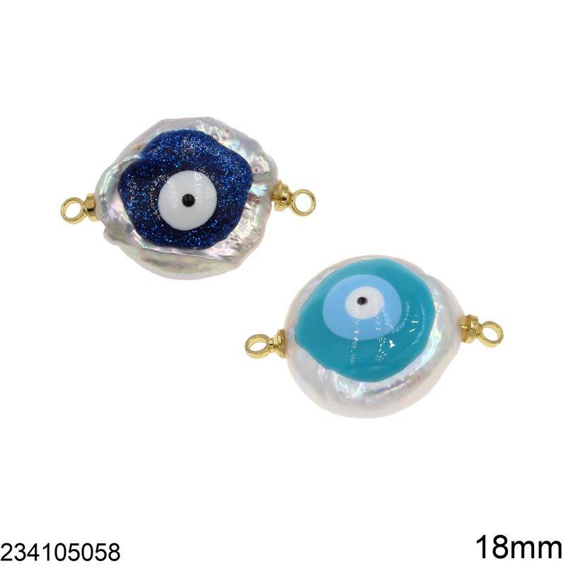 Freshwater Pearl Spacer Evil Eye 18mm