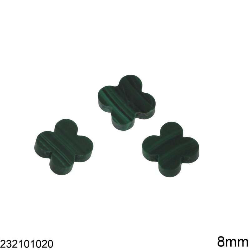 Malachite Rounded Cross Stone 8mm, Not Drilled