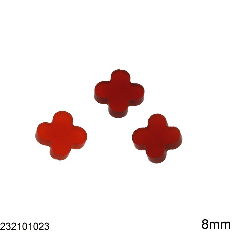 Κόκκινος Αχάτης Σταυρός Στρογγυλεμένος 8mm, Χωρίς Τρύπα