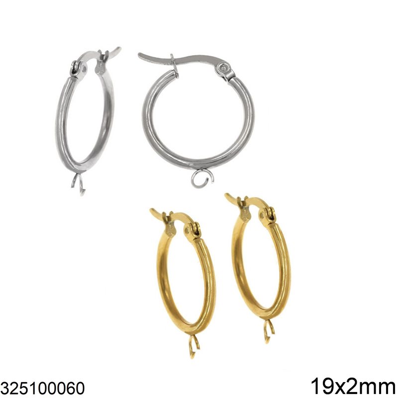 Stainless Steel Hoop Earrings with Ring 19x2mm