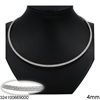 Stainless Steel Colar Necklace with Line Textured Open 4mm
