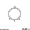 Stainless Steel Pendant Hoop with Hole and Rings 25x20mm