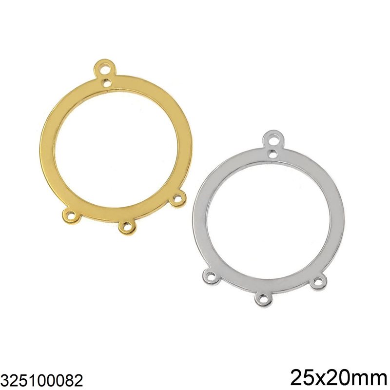Stainless Steel Pendant Hoop with Hole and Rings 25x20mm