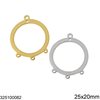 Stainless Steel Pendant Hoop with Hole and Rings 25x20mm