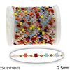 Stainless Steel Chain with Glass Cube Bead and Round Bead 2.5mm