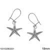 Silver 925 Earrings Starfish Textured 18mm