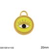 Stainless Steel Round Evil Eye Pendant with Enamel 20mm