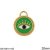 Stainless Steel Round Evil Eye Pendant with Enamel 20mm