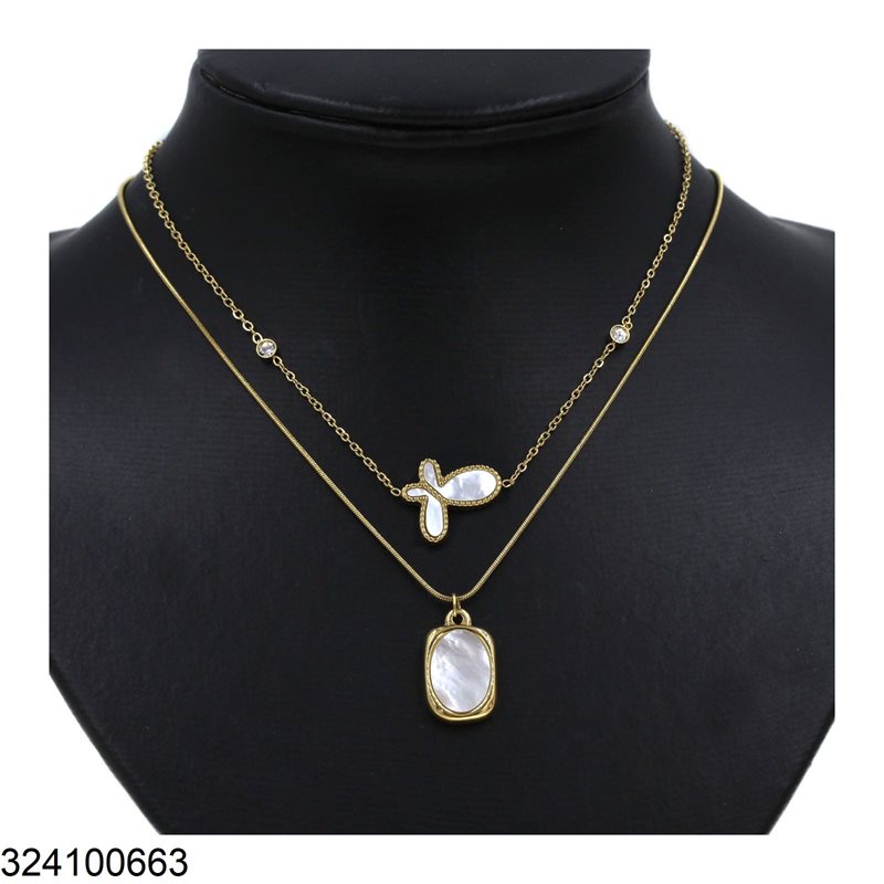 Stainless Steel Necklace with Shell Pendant