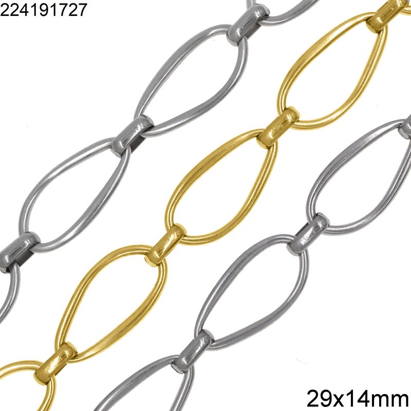 Stainless Steel Pearshape Link Chain 29x14mm
