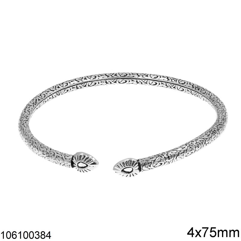 Silver 925 Bracelet Embossed 4x75mm, Oxidised