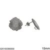 Stainless Steel Round Earring Stud with Ring 15mm