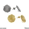 Stainless Steel Round Earring Stud with Ring 15mm