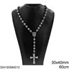 Stainless Steel Necklace Rosary with Spacer Holy Mary 12x16mm, Ball Chain 8mm and Cross 20x30mm, 70cm