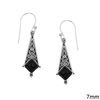 Silver 925 Hook Earrings with Hanging Lacy and Rumbus Semi Precious Stones 7mm