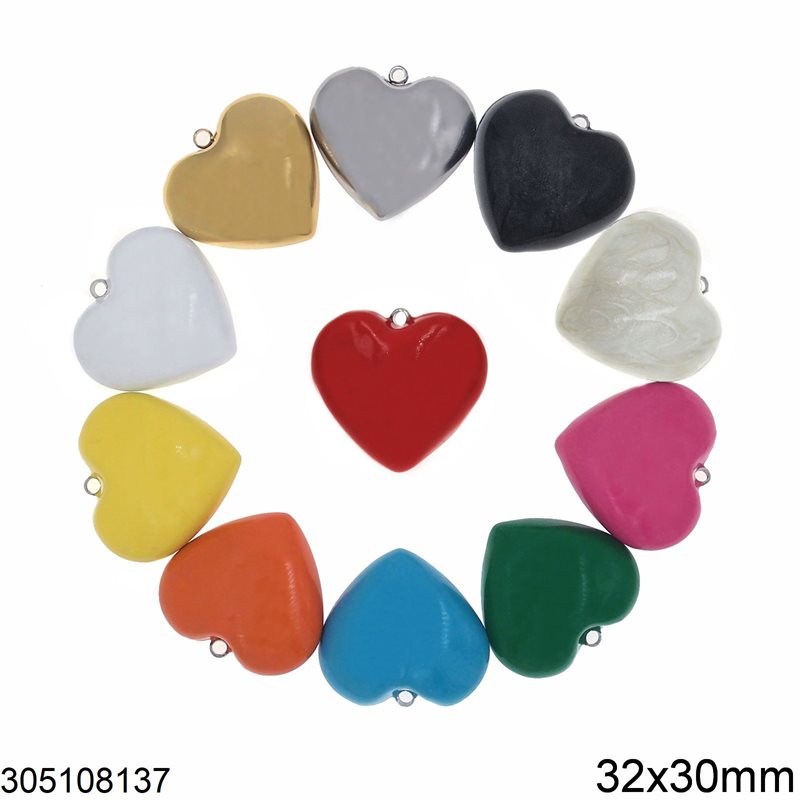 Stainless Steel Pendant Heart 32x30mm