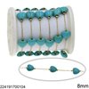 Stainless Steel Link Chain with Heart Bead Stones 8mm