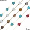 Stainless Steel Link Chain with Heart Bead Stones 8mm