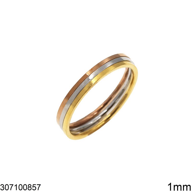 Δαχτυλίδι Ατσάλινο Βέρα 3πλή 1mm