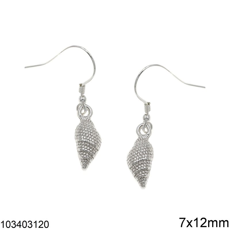 Silver 925 Hook Earrings Shell 7x12mm