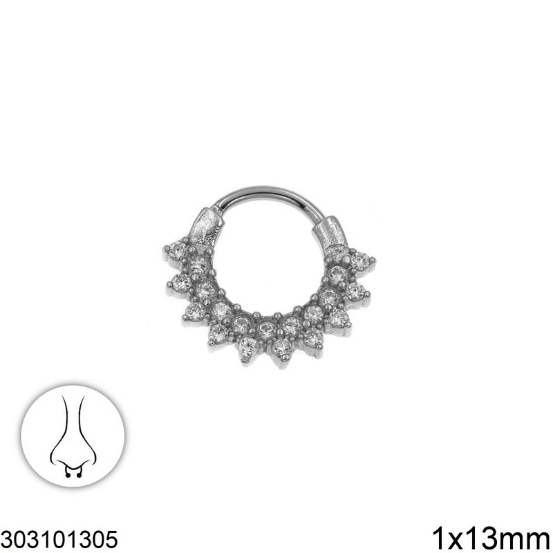 Stainless Steel Nose Ring with Zircon 1x13mm