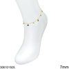 Stainless Steel Anklet with Crown 7mm and Balls, Gold