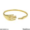 Metallic Brass Bracelet Hand with Stones Nails 18x40mm