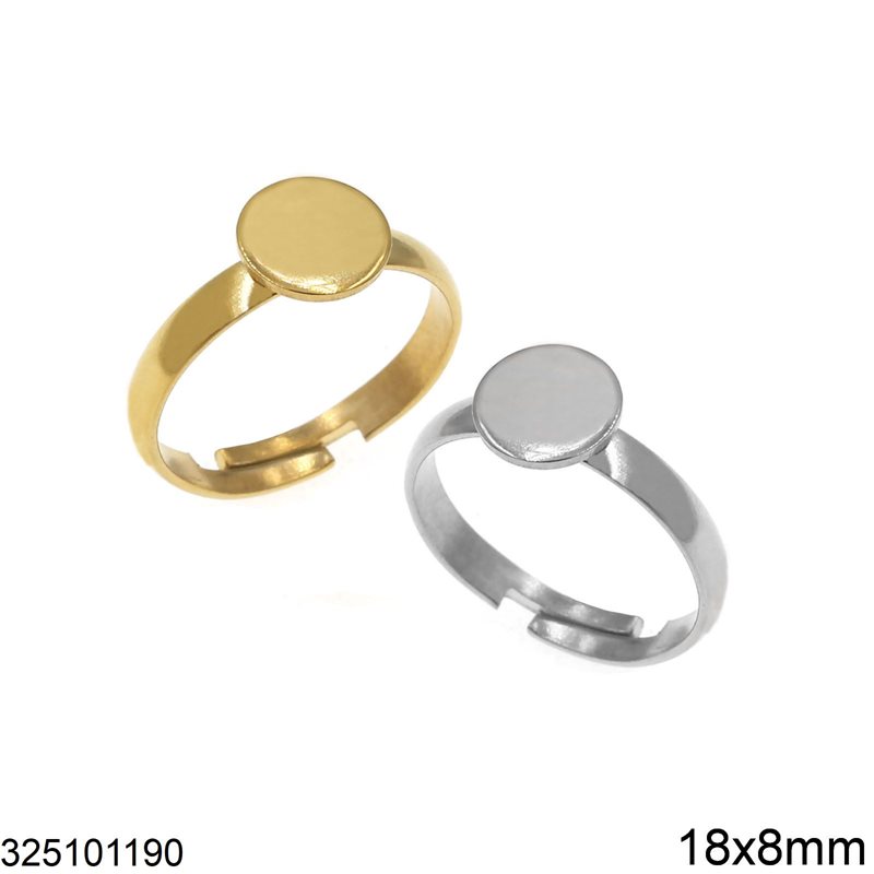 Stainless Steel Ring 18mm with Flat Base 8mm for Kids Open