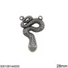Stainless Steel Pendant Snake with Rhinestones 28mm