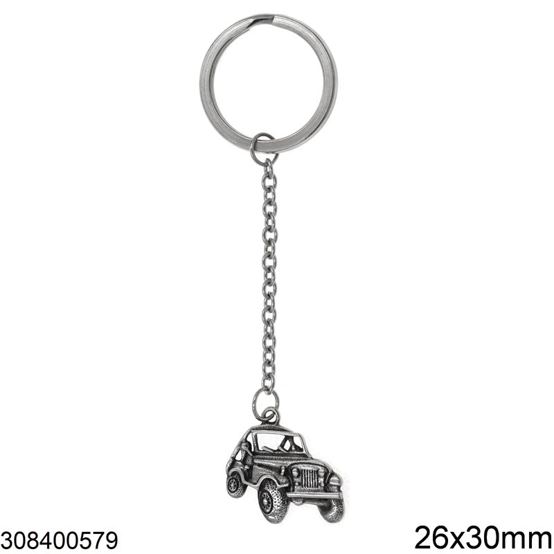 Stainless Steel Keychain with Car 26x30mm