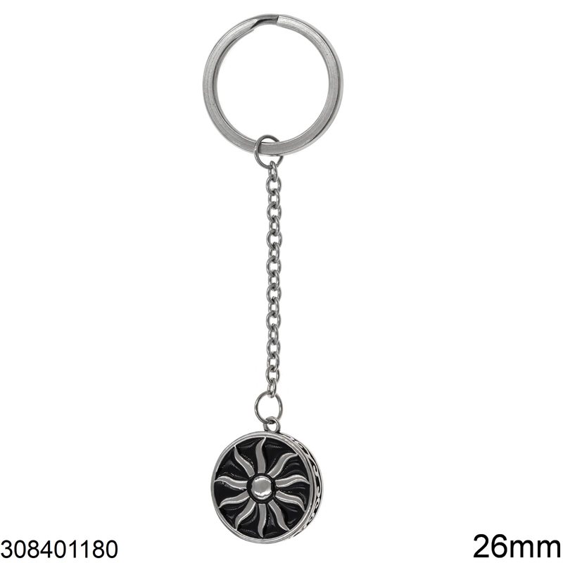 Stainless Steel Keychain with Sun 26mm