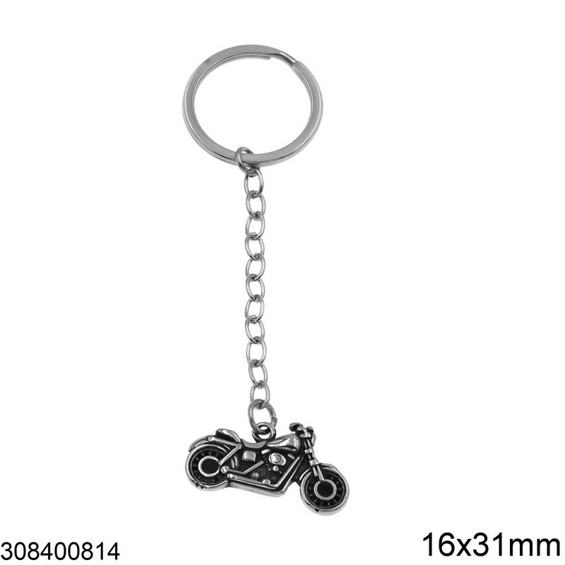 Stainless Steel Keychain with Bike 19x33mm